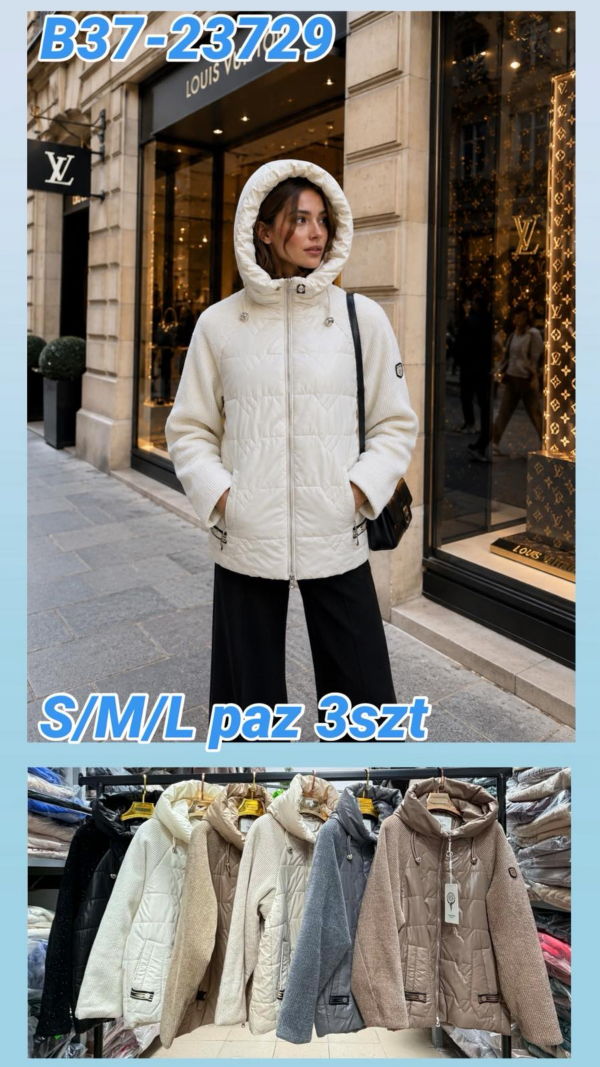 Kurtki damskie zimowe Roz S-M-L, 1 Kolor Paczka 3 szt